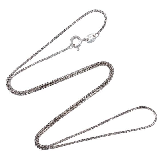 Box Chain Necklace | Italian Vintage Sterling Silver 925 | 18" - Picture 1 of 4